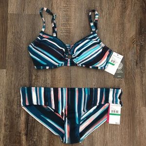 Vince Camuto Textured Striped Bikini